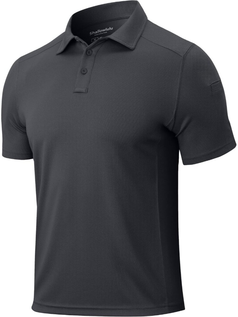 Men’s Dark Grey Quick Dry Tactical Polo Shirt Short Sleeve Casual Golf Top